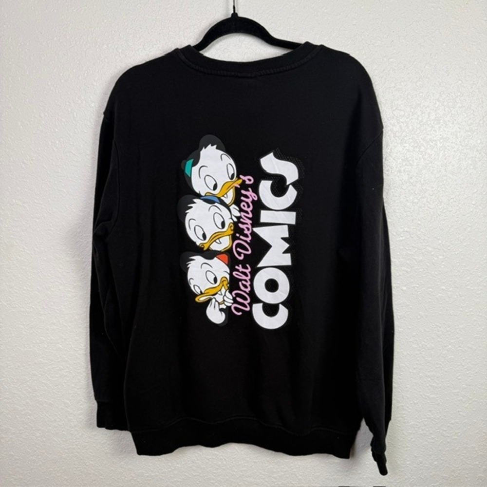 H&M Disney Donald Duck Comics Sweatshirt Graphic Pullover Black Large